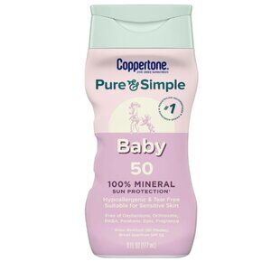 NEW-Coppertone Pure and Simple Baby Sunscreen Lotion SPF 50, Zinc Oxide Mineral